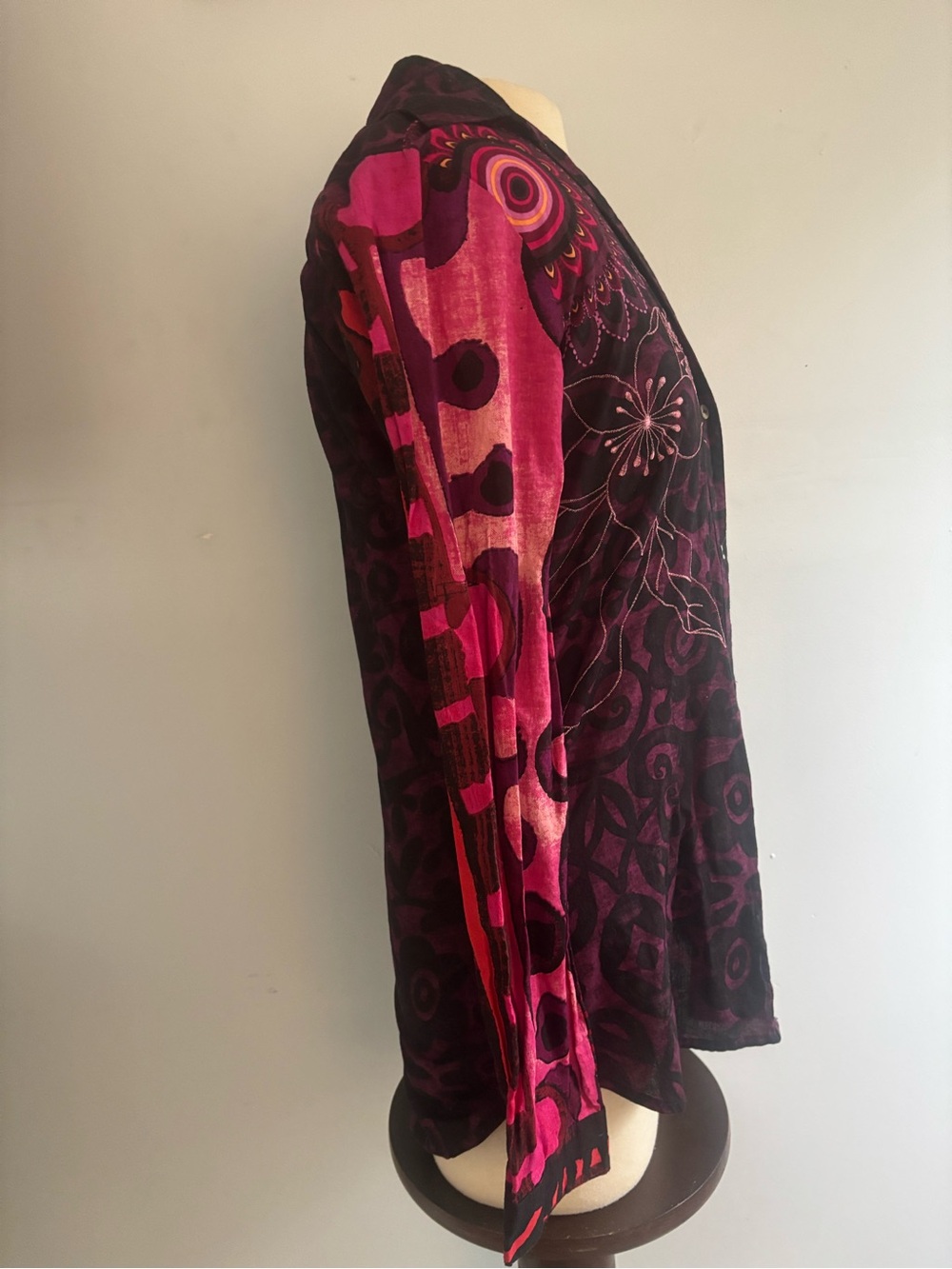 Desigual Purple and Pink Mixed-Print Button Down Shirt - Picture 4 of 7